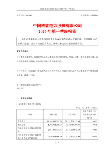 Thumbnail China National Nuclear Power Quarterly Report 2026-q1