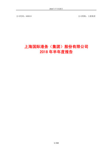 Thumbnail Shanghai International Port Group (SIPG) Half-year Report 2018-h1