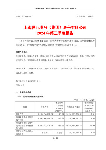 Thumbnail Shanghai International Port Group (SIPG) Quarterly Report 2024-q3