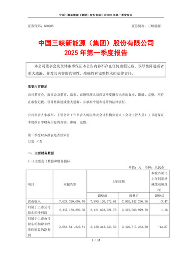 Thumbnail China Three Gorges Renewables Quarterly Report 2025-q1