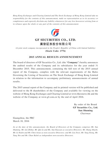Thumbnail GF Securities Annual Report 2015