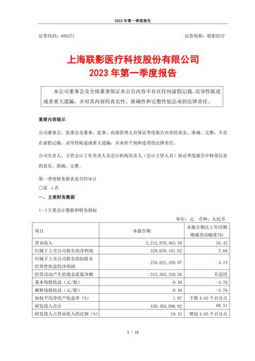 Vorschaubild Shanghai United Imaging Healthcare Quartalsbericht 2023-q1