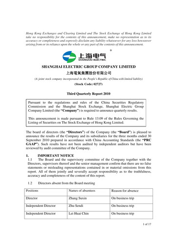 Thumbnail Shanghai Electric Group Quarterly Report 2010-q3