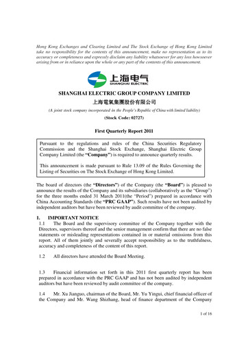 Thumbnail Shanghai Electric Group Quarterly Report 2011-q1
