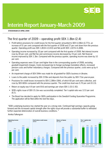 Thumbnail Skandinaviska Enskilda Banken Quarterly Report 2009-q1