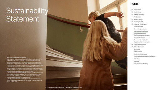 Thumbnail Skandinaviska Enskilda Banken Sustainability Report 2024