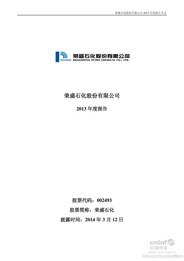 Thumbnail Rongsheng Petrochemical Annual Report 2013