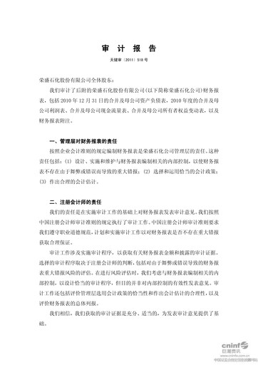 Thumbnail Rongsheng Petrochemical Financial Statement 2010