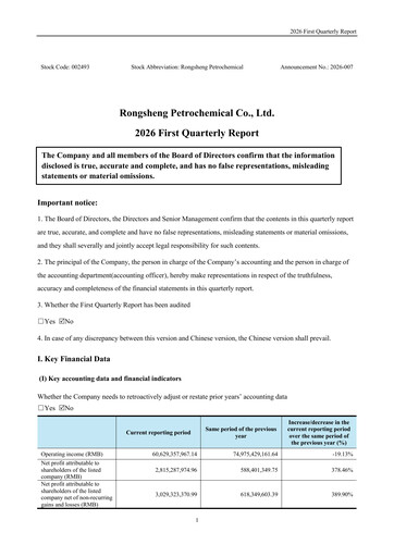 Miniature Rongsheng Petrochemical Rapport trimestriel 2026-q1