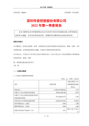 Vorschaubild Shenzhen Transsion Holdings Quartalsbericht 2022-q1