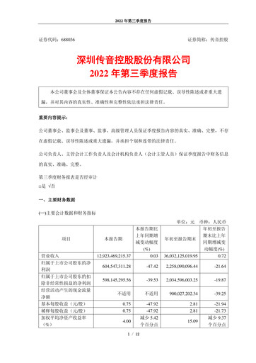 Vorschaubild Shenzhen Transsion Holdings Quartalsbericht 2022-q3