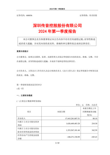Vorschaubild Shenzhen Transsion Holdings Quartalsbericht 2024-q1