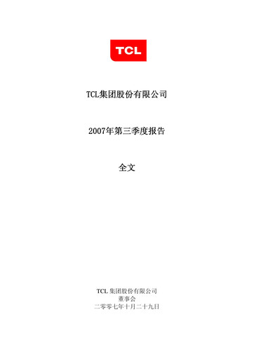 Thumbnail TCL Technology Group Corporation Quarterly Report 2007-q3
