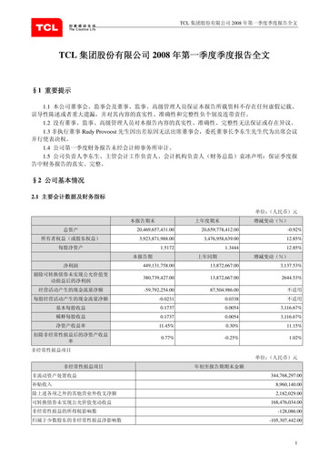Thumbnail TCL Technology Group Corporation Quarterly Report 2008-q1