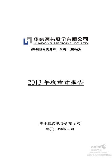 Thumbnail Huadong Medicine (HD Medicine) Financial Statement 2013