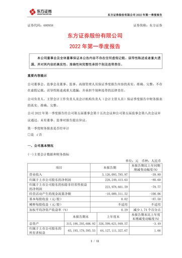 Thumbnail Orient Securities Company Limited (DFZQ) Quarterly Report 2022-q1