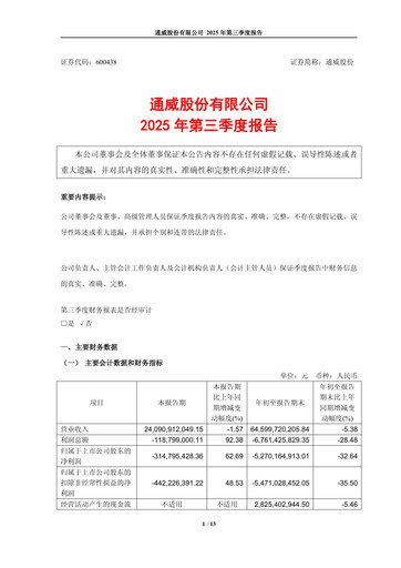 Thumbnail Tongwei Co.,Ltd Quarterly Report 2025-q3