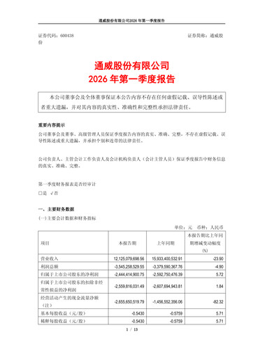 Thumbnail Tongwei Co.,Ltd Quarterly Report 2026-q1
