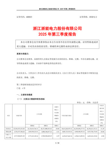 Thumbnail Zhejiang Zheneng Electric Quarterly Report 2025-q3