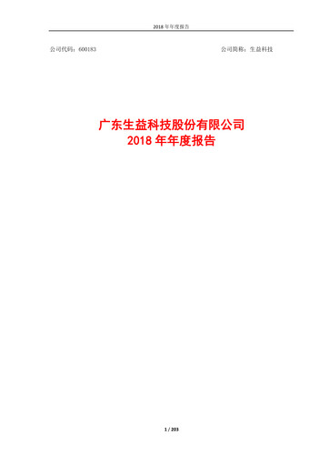 Thumbnail Shengyi Technology (SYTECH) Annual Report 2018