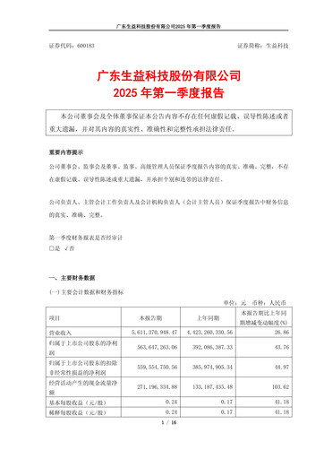 Thumbnail Shengyi Technology (SYTECH) Quarterly Report 2025-q1