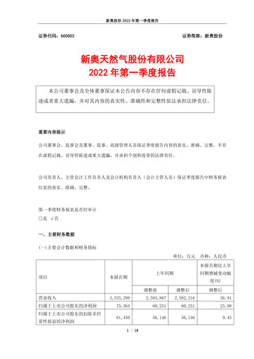 Thumbnail ENN Natural Gas Co.,Ltd. Quarterly Report 2022-q1
