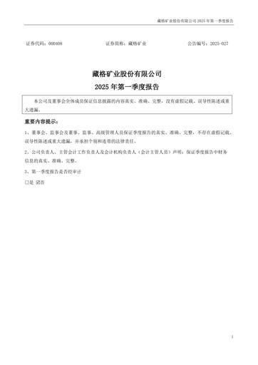 Thumbnail Zangge Mining Company Quarterly Report 2025-q1