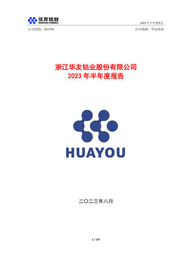 Thumbnail Zhejiang Huayou Cobalt Half-year Report 2023-h1