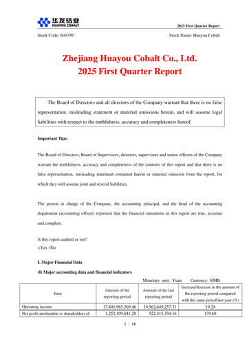 Thumbnail Zhejiang Huayou Cobalt Quarterly Report 2025-q1