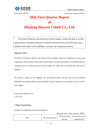 Thumbnail Zhejiang Huayou Cobalt Quarterly Report 2026-q1