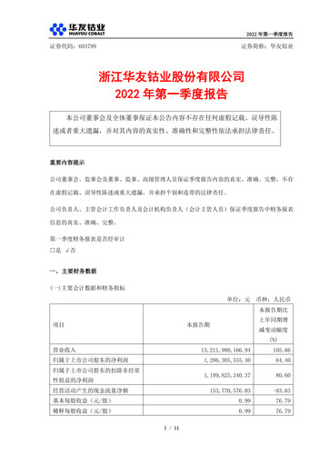 Thumbnail Zhejiang Huayou Cobalt Quarterly Report 2022-q1