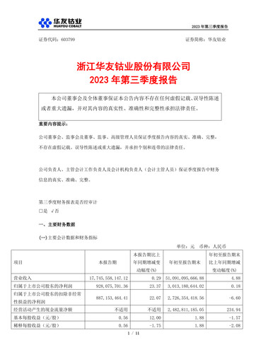 Thumbnail Zhejiang Huayou Cobalt Quarterly Report 2023-q3