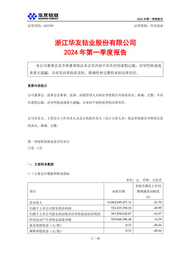 Thumbnail Zhejiang Huayou Cobalt Quarterly Report 2024-q1