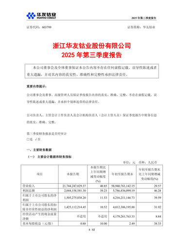 Thumbnail Zhejiang Huayou Cobalt Quarterly Report 2025-q3