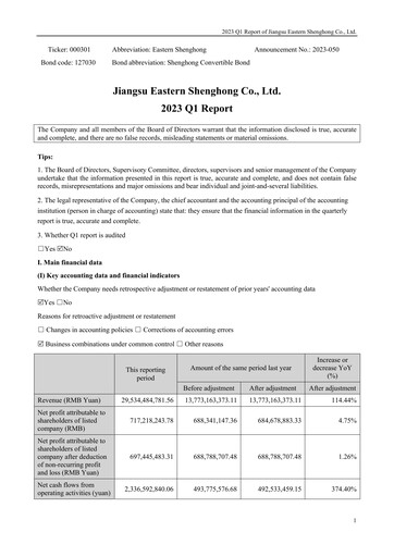 Thumbnail Jiangsu Eastern Shenghong Quarterly Report 2023-q1