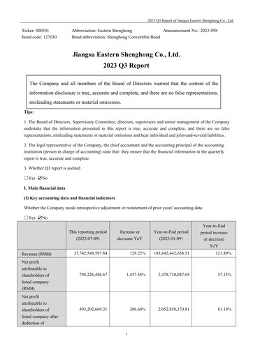 Thumbnail Jiangsu Eastern Shenghong Quarterly Report 2023-q3
