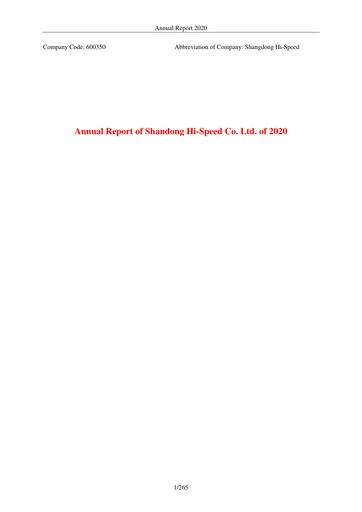 Thumbnail Shandong Hi-Speed Annual Report 2020
