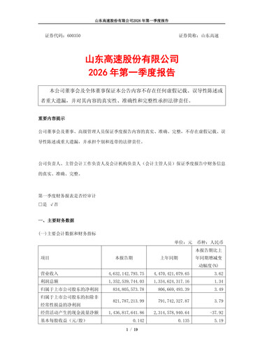 Thumbnail Shandong Hi-Speed Quarterly Report 2026-q1