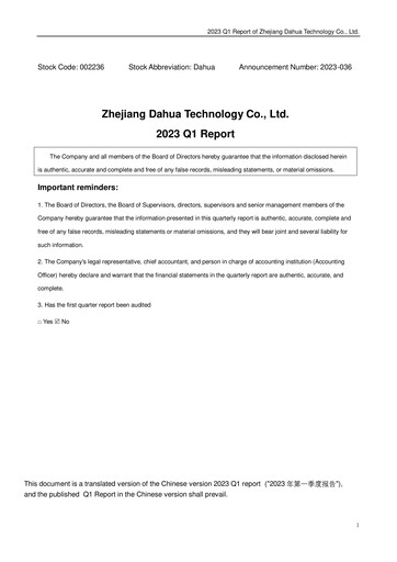 Thumbnail Dahua Technology Quarterly Report 2023-q1