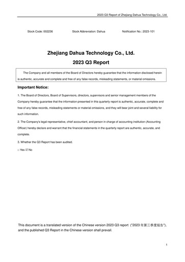Thumbnail Dahua Technology Quarterly Report 2023-q3