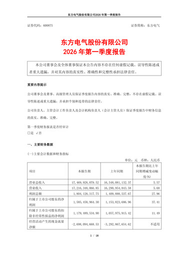 Thumbnail Dongfang Electric Corporation Quarterly Report 2026-q1