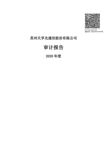 Thumbnail Suzhou TFC Optical Communication Financial Statement 2020