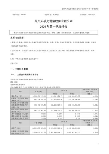 Thumbnail Suzhou TFC Optical Communication Quarterly Report 2026-q1