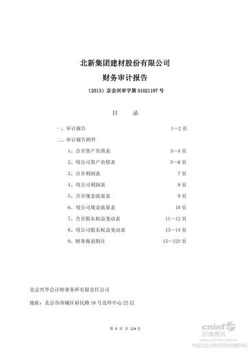 Thumbnail Beijing New Building Materials Financial Statement 2012