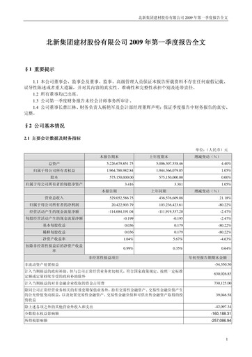 Thumbnail Beijing New Building Materials Quarterly Report 2009-q1