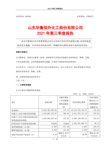 Thumbnail Hualu Hengsheng Quarterly Report 2021-q3