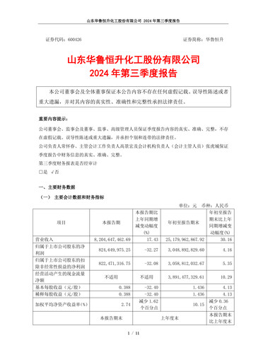 Thumbnail Hualu Hengsheng Quarterly Report 2024-q3