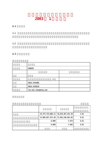 Thumbnail Sichuan Changhong Electric Quarterly Report 2003-q1