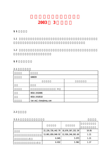 Thumbnail Sichuan Changhong Electric Quarterly Report 2003-q3