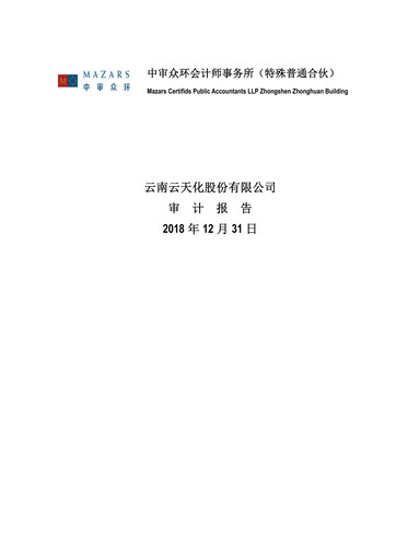 Thumbnail Yuntianhua Financial Statement 2018
